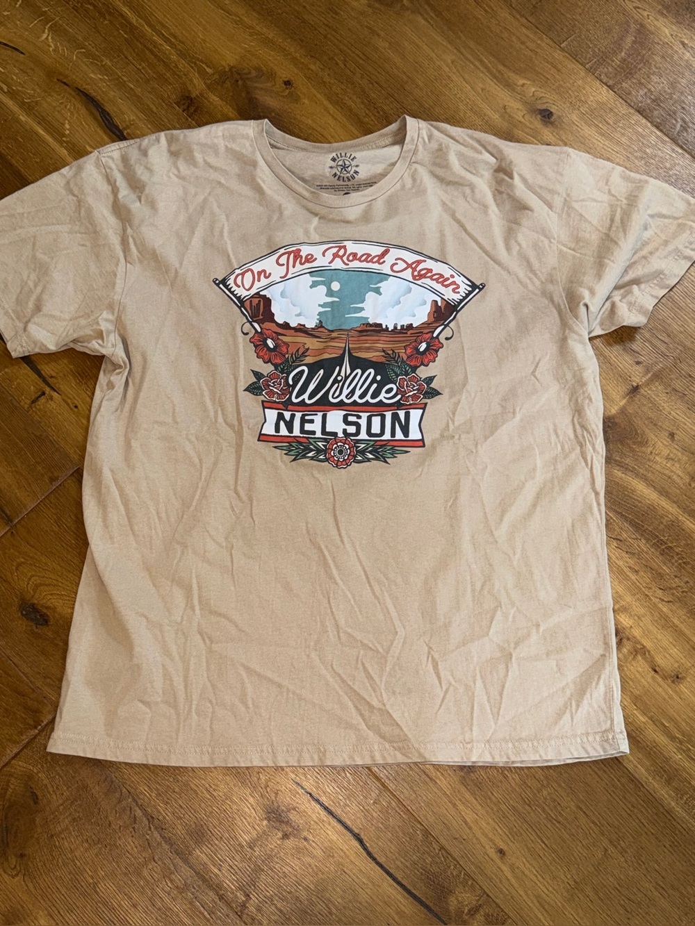 Bravado Beige Willie Nelson 'On The Road Again' Graphic Tee